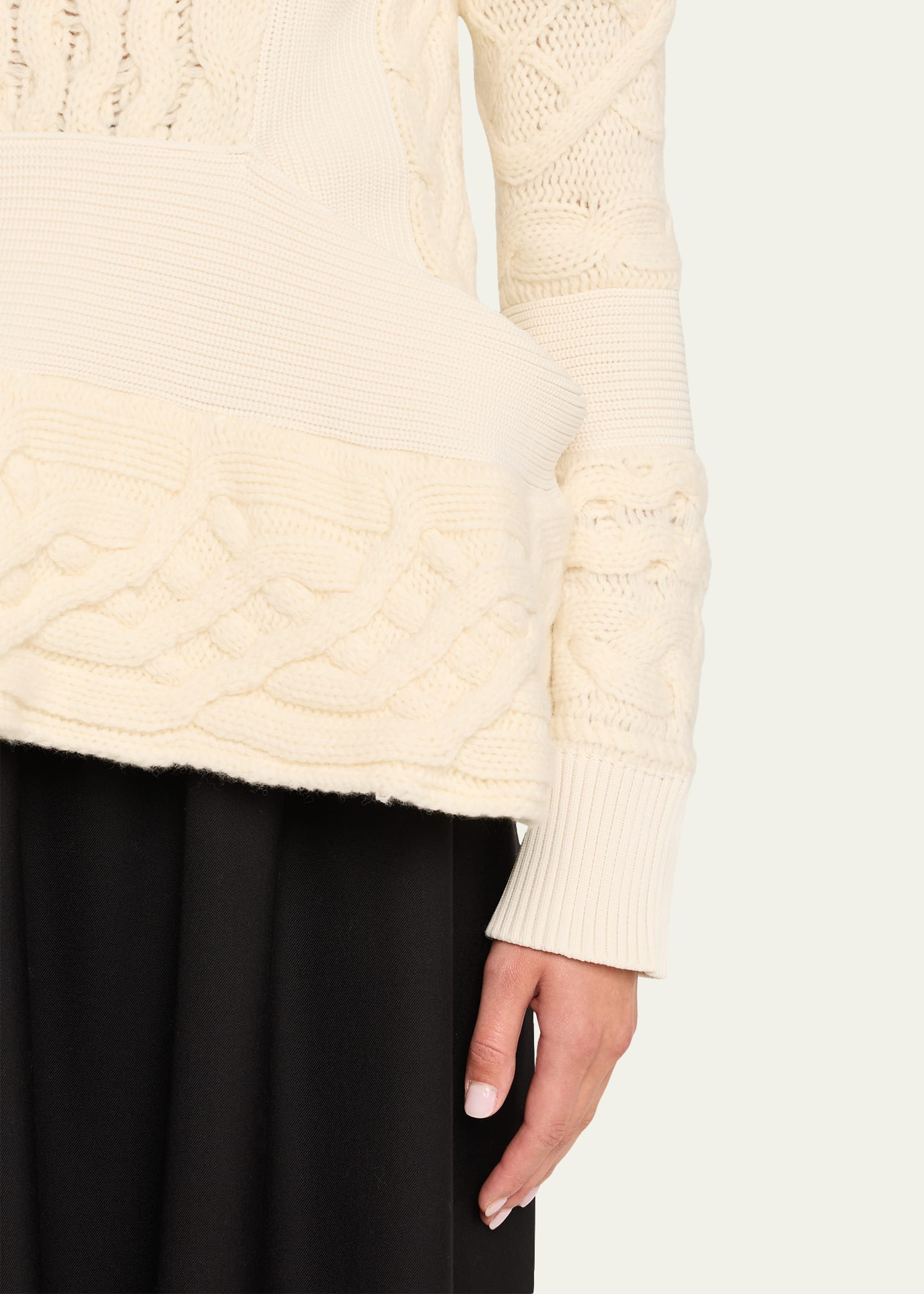 Cable Knit Peplum Sweater - 5