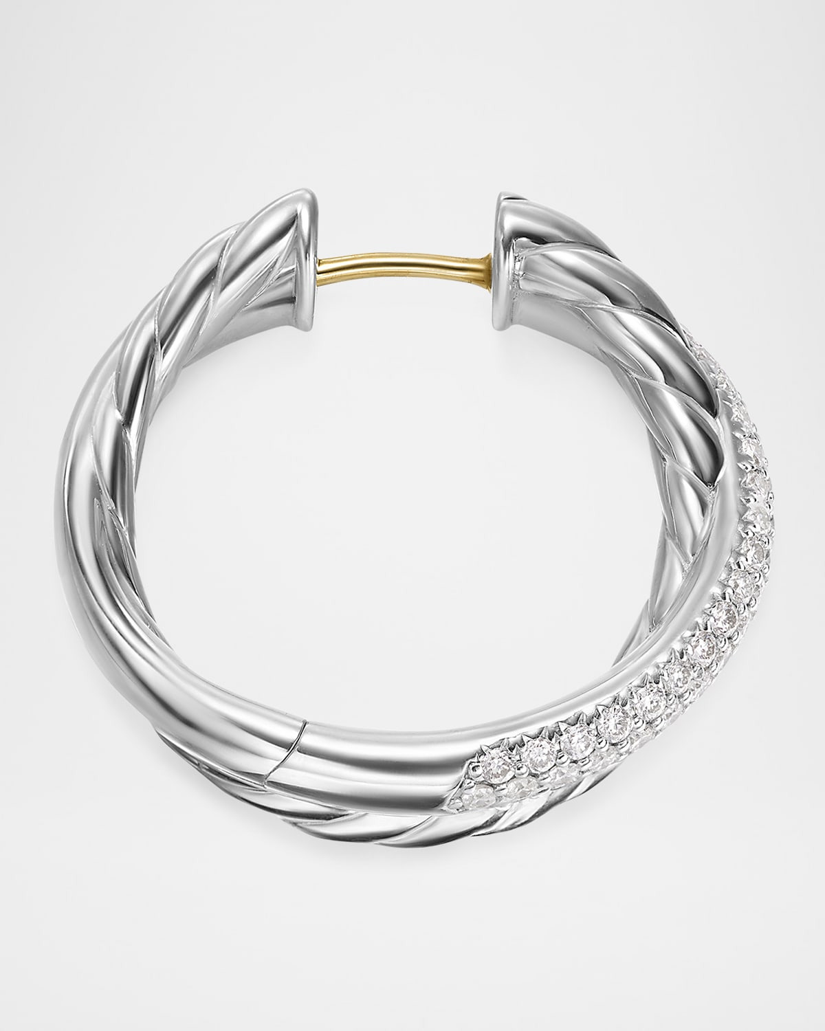 Crossover Hoop Earrings in Silver, 6.6mm, 0.9"L - 5