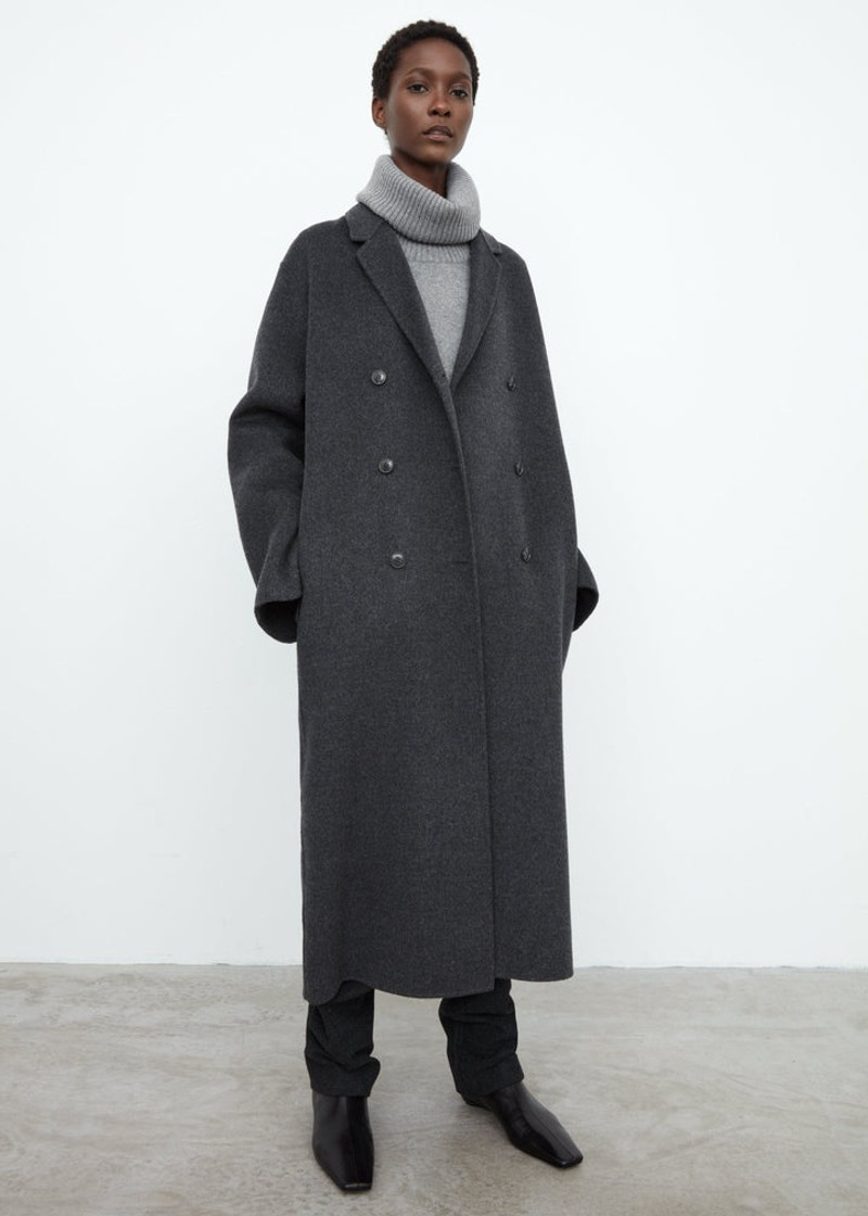 Totême Doublé wool overcoat grey mélange outlook