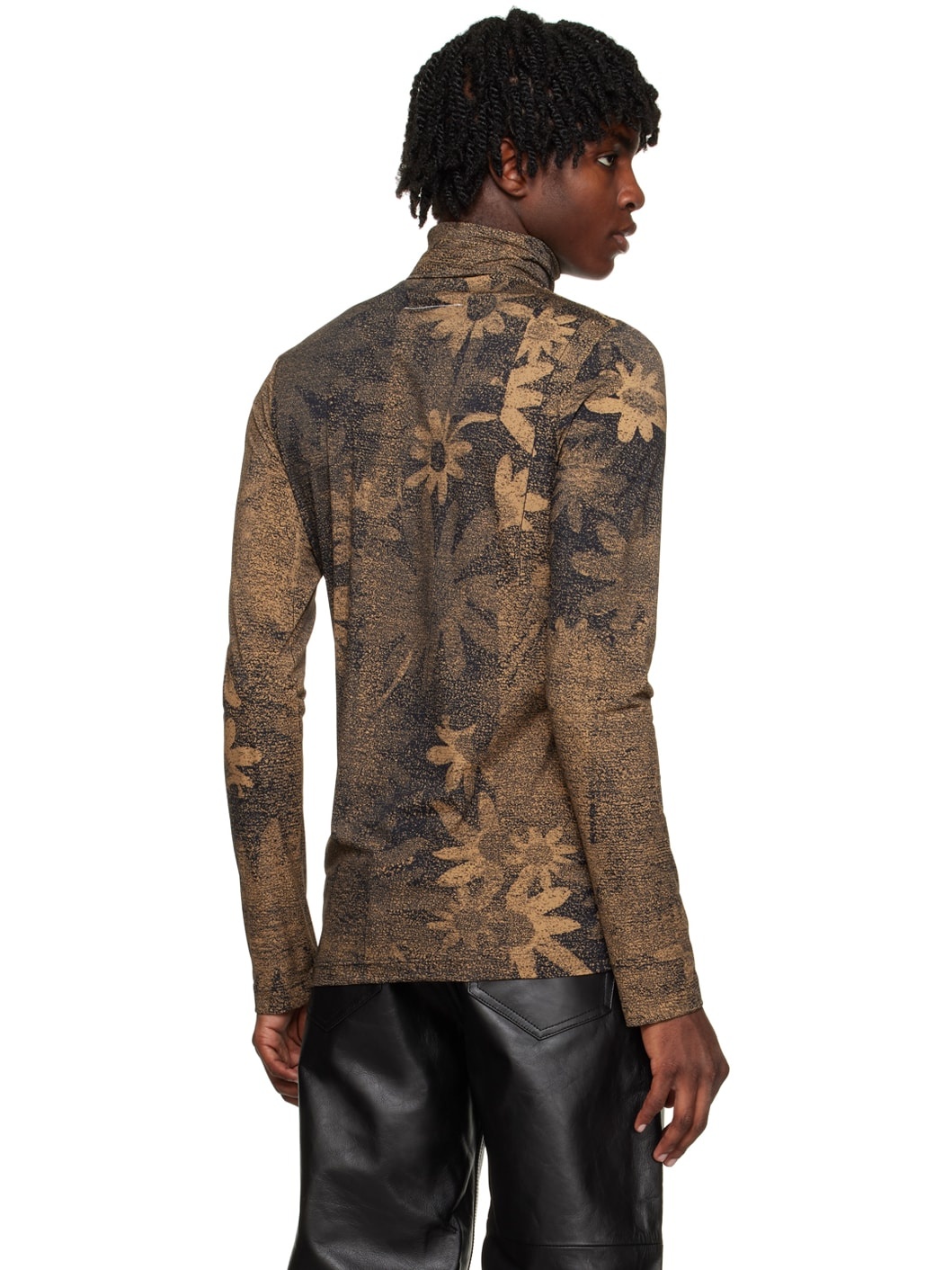 Brown Floral Turtleneck - 3