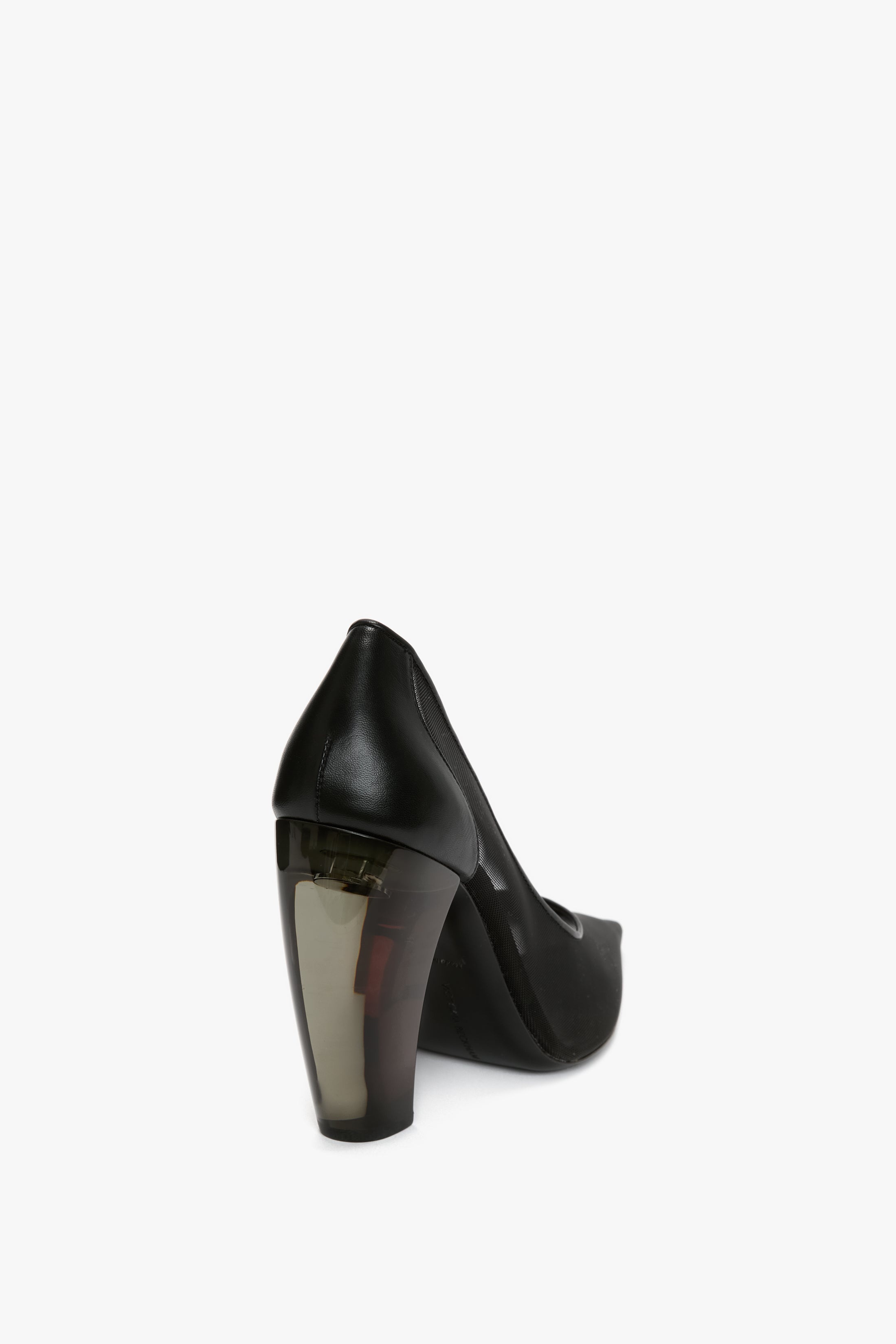 Transparent Heel Mesh Pump In Black - 3
