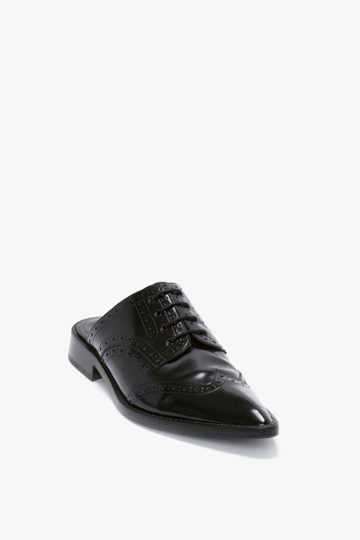 Victoria Beckham Flat Lace Up Mules In Black Leather outlook