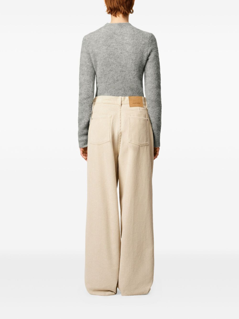 cotton wide-leg trousers - 4