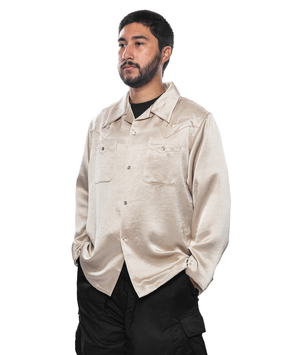 NEEDLES L/S Cowboy One-Up Shirt 'Beige' | REVERSIBLE