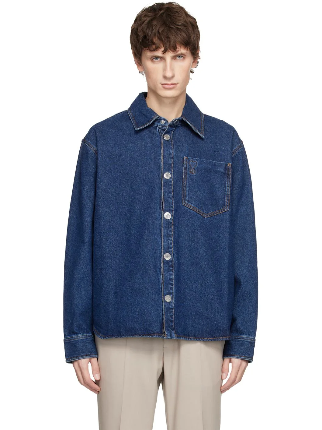 Blue Cotton Ami De Coeur Denim Overshirt - 1