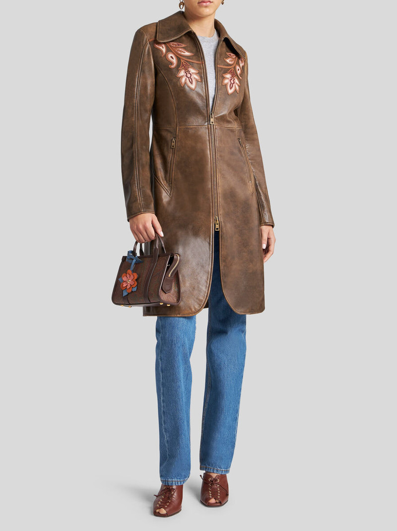 Etro LEATHER COAT WITH INLAYS outlook