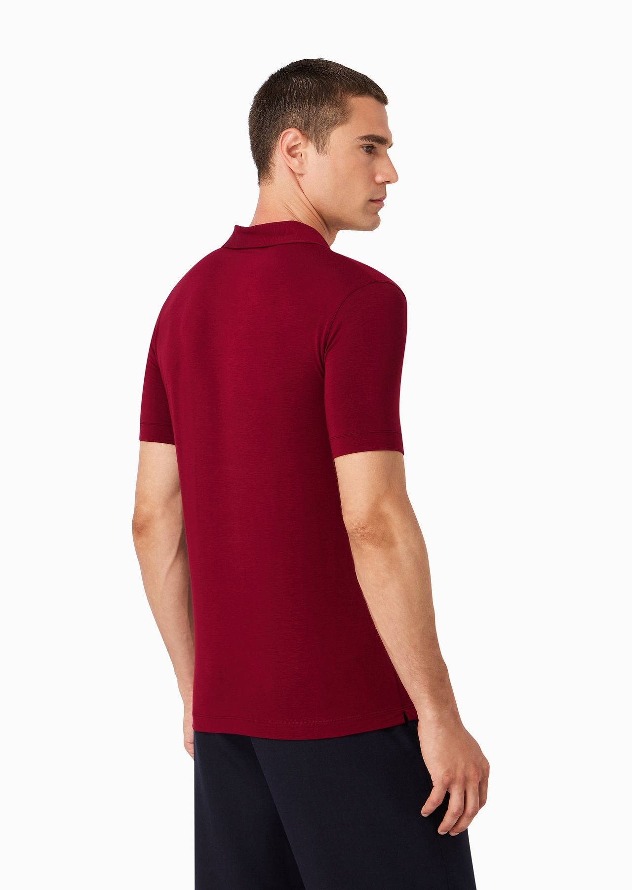Stretch viscose jersey short-sleeved polo shirt - 5