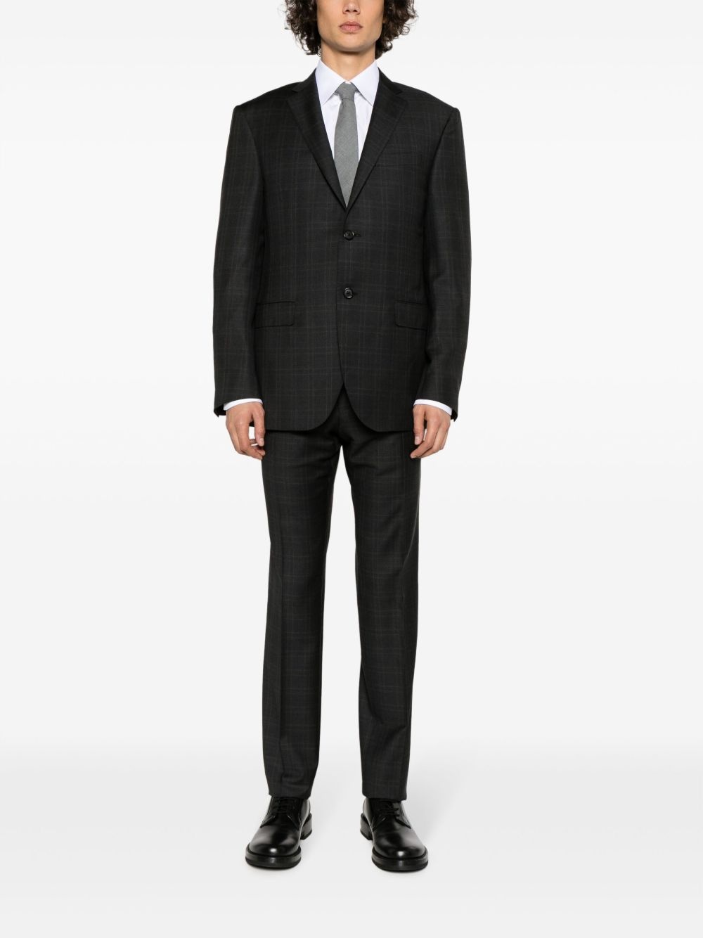 checked single-breasted suit - 2