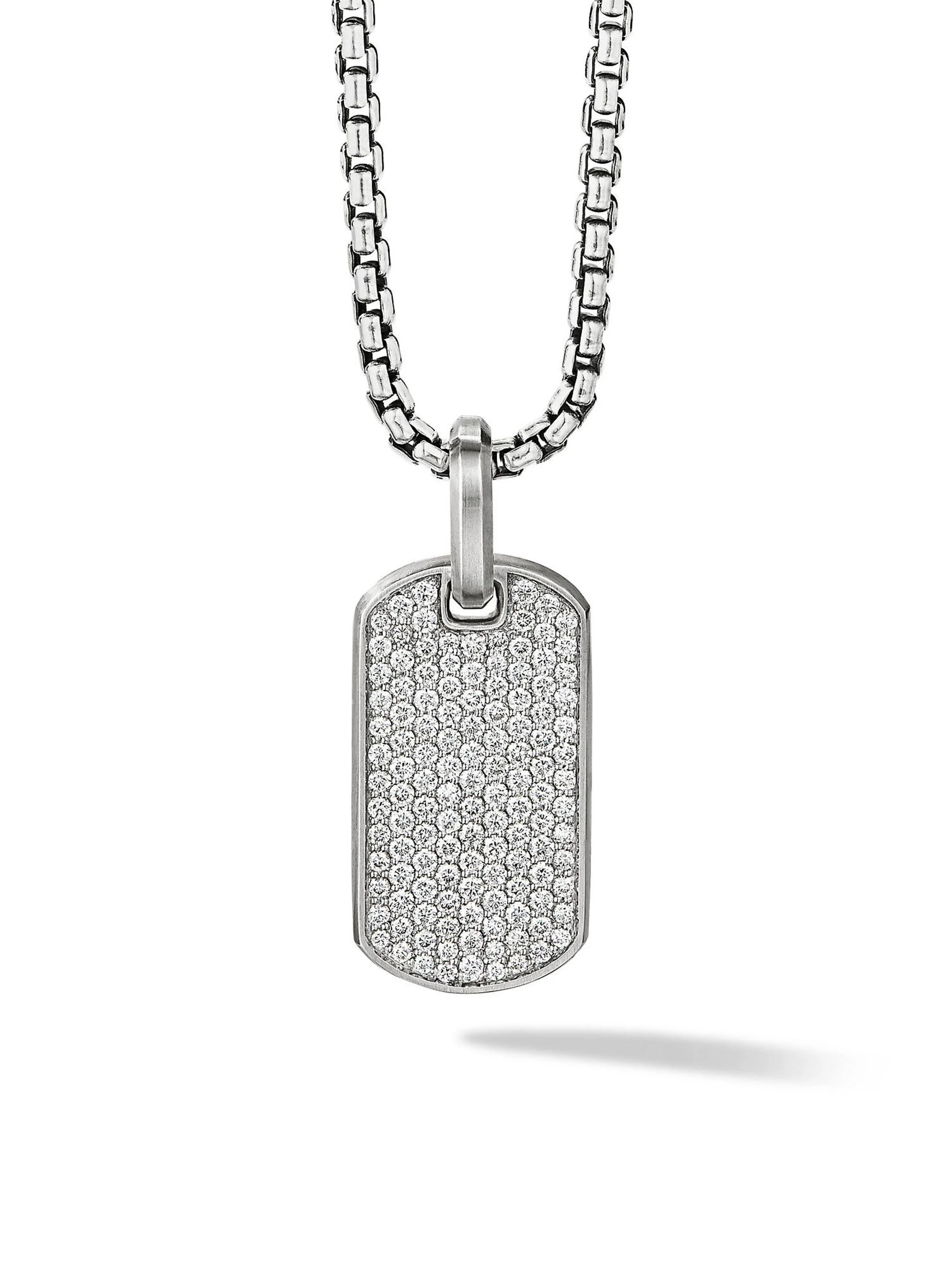 Men's Chevron Tag in Sterling Silver - Diamond - 1