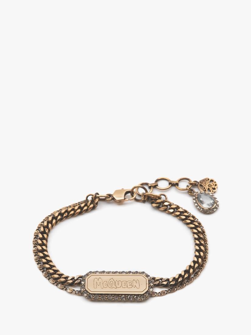 Mcqueen Graffiti Pave Bracelet in Antique Gold - 1