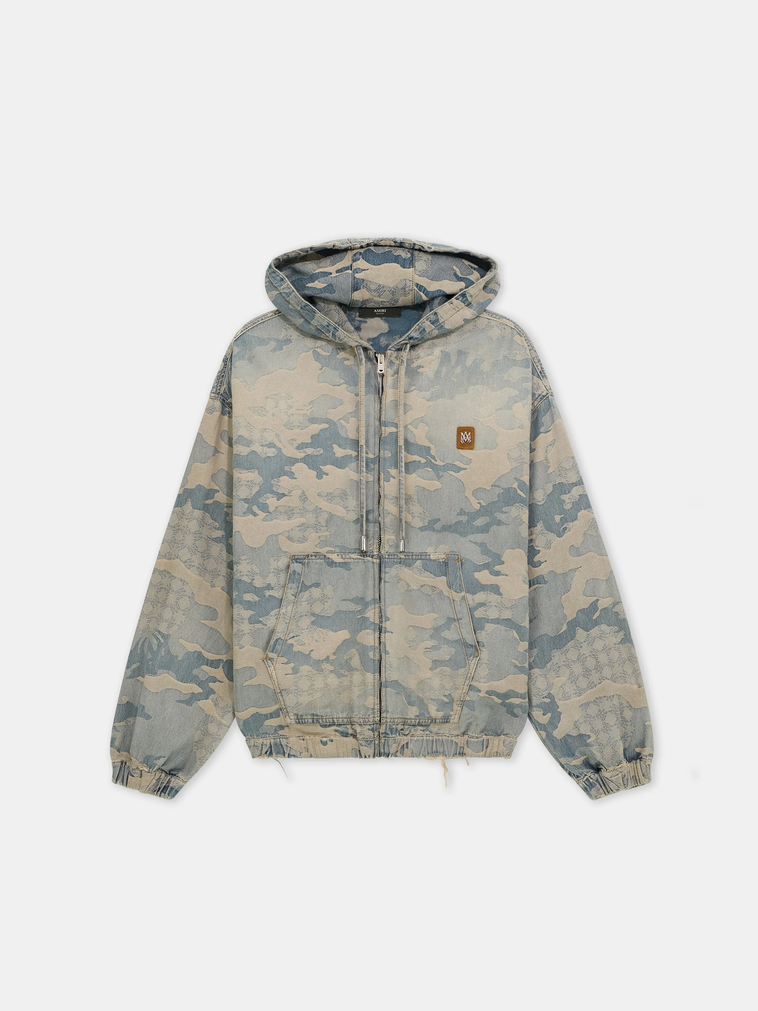 CAMO JACQUARD DENIM ZIP HOODIE - 1