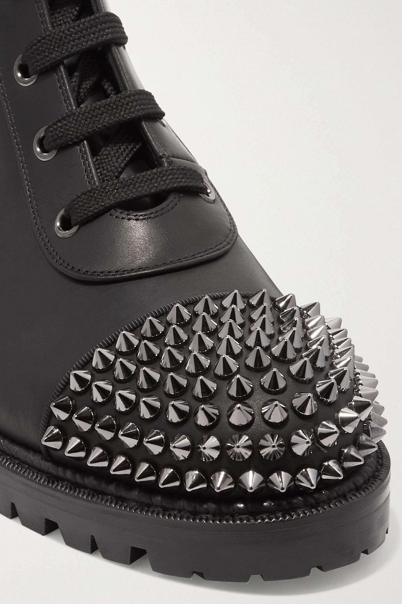 Spiked leather ankle boots - 5