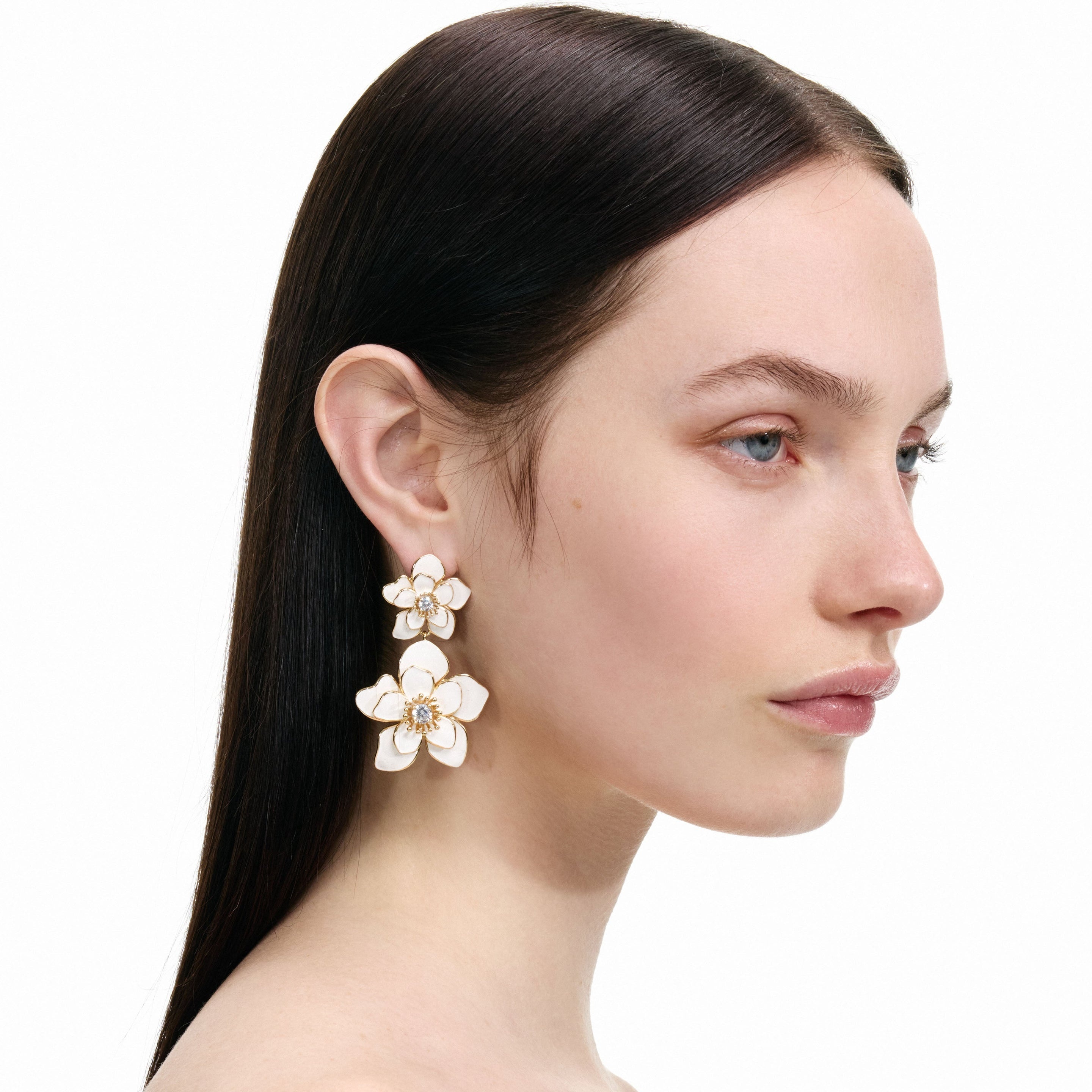 Enamel Flower Tiered Earrings - 4