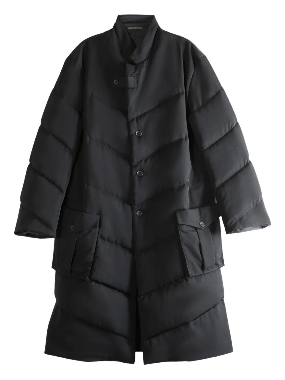 quilted diagonal-seam coat - 1