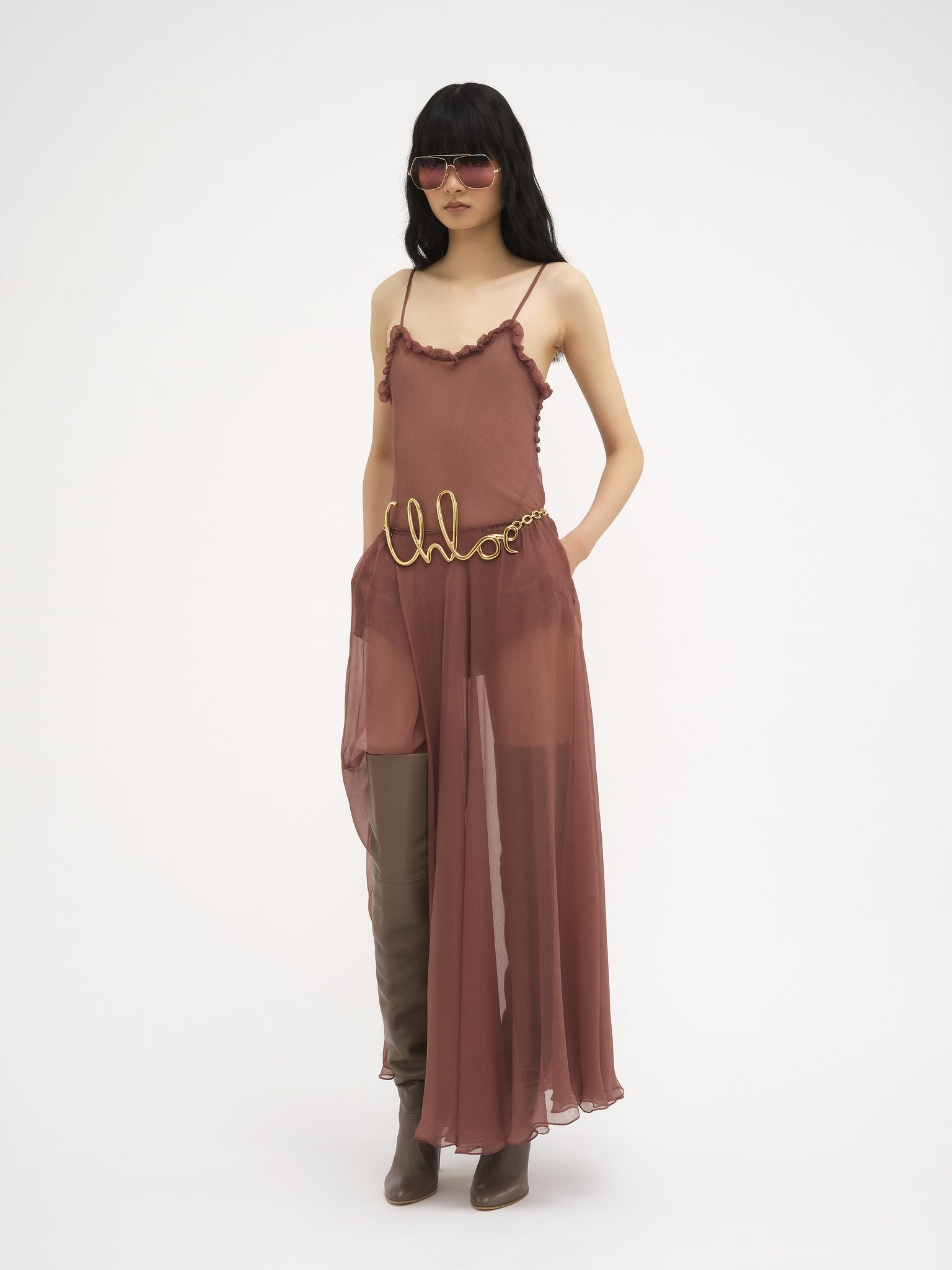 FLOU MIDI SKIRT IN SILK MOUSSELINE - 3