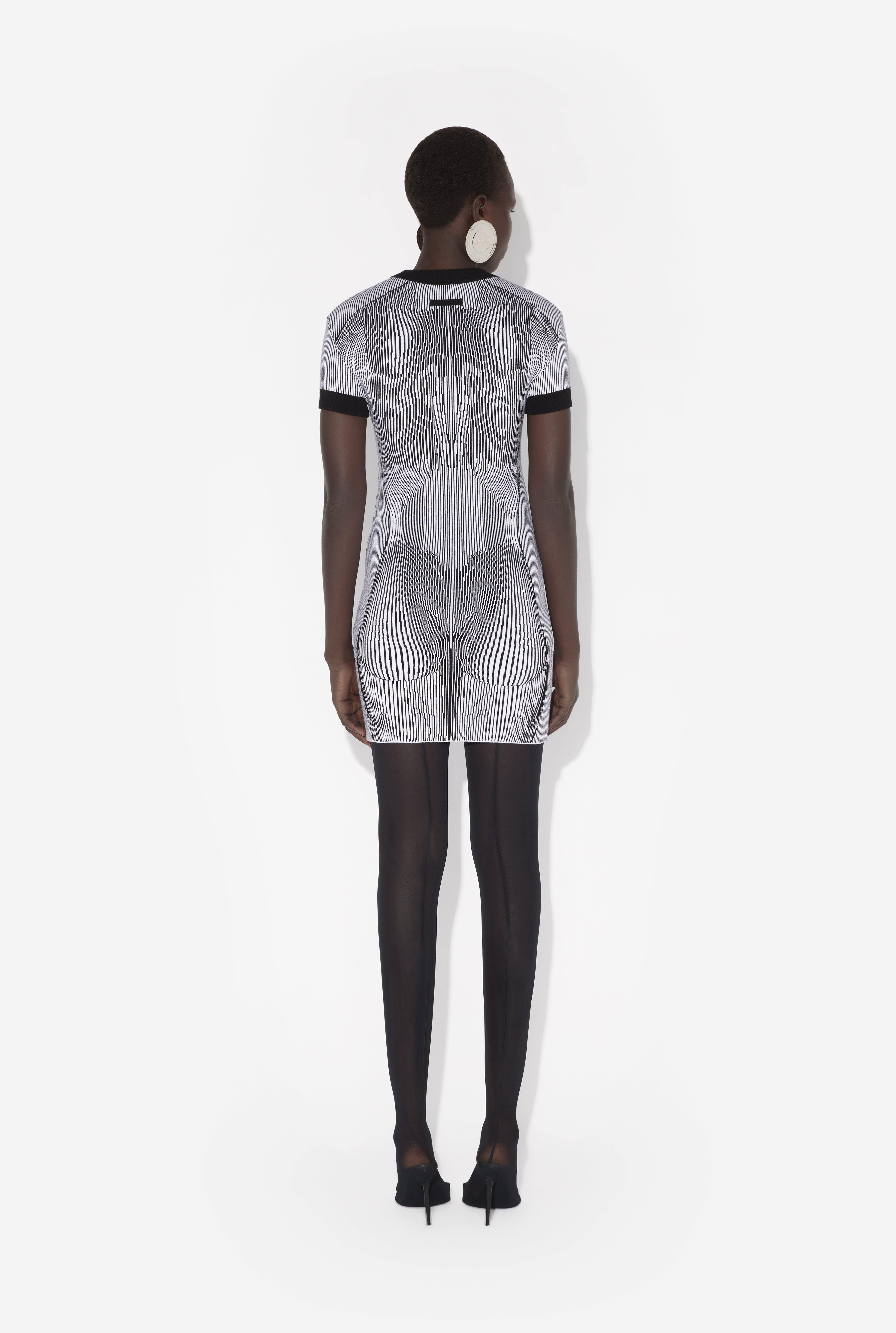 THE SHORT MORPHING PINSTRIPES JACQUARD DRESS - 2
