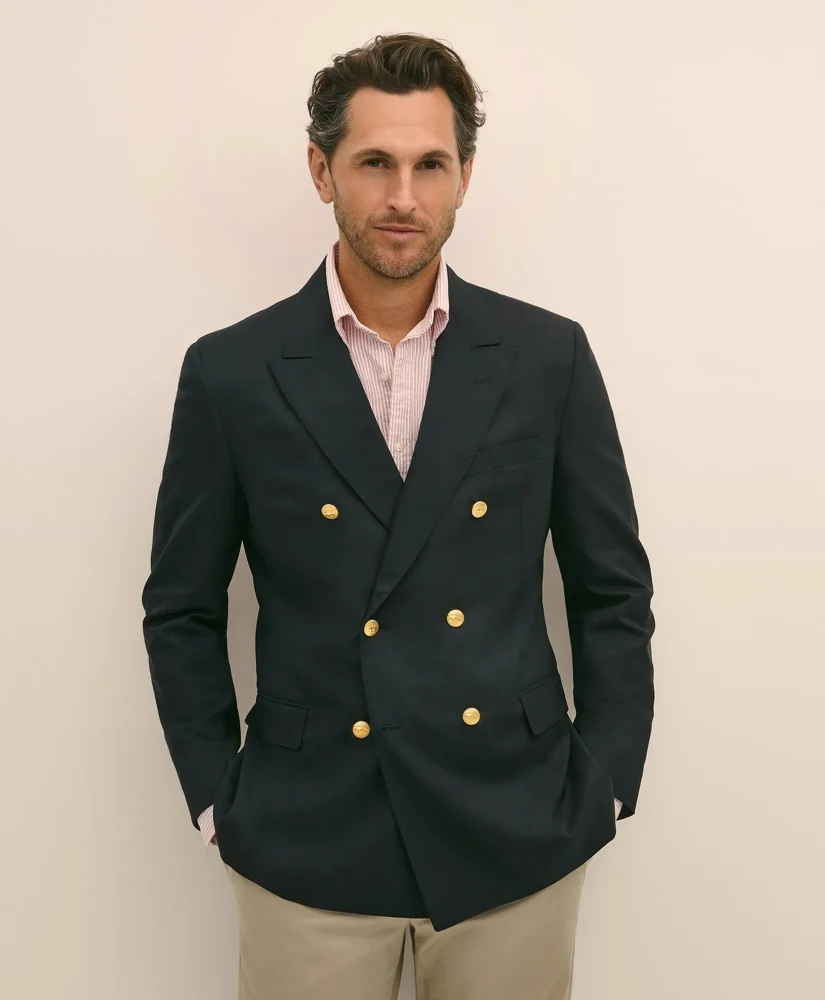 Classic Fit Stretch Wool Double-Breasted 1818 Blazer - 1
