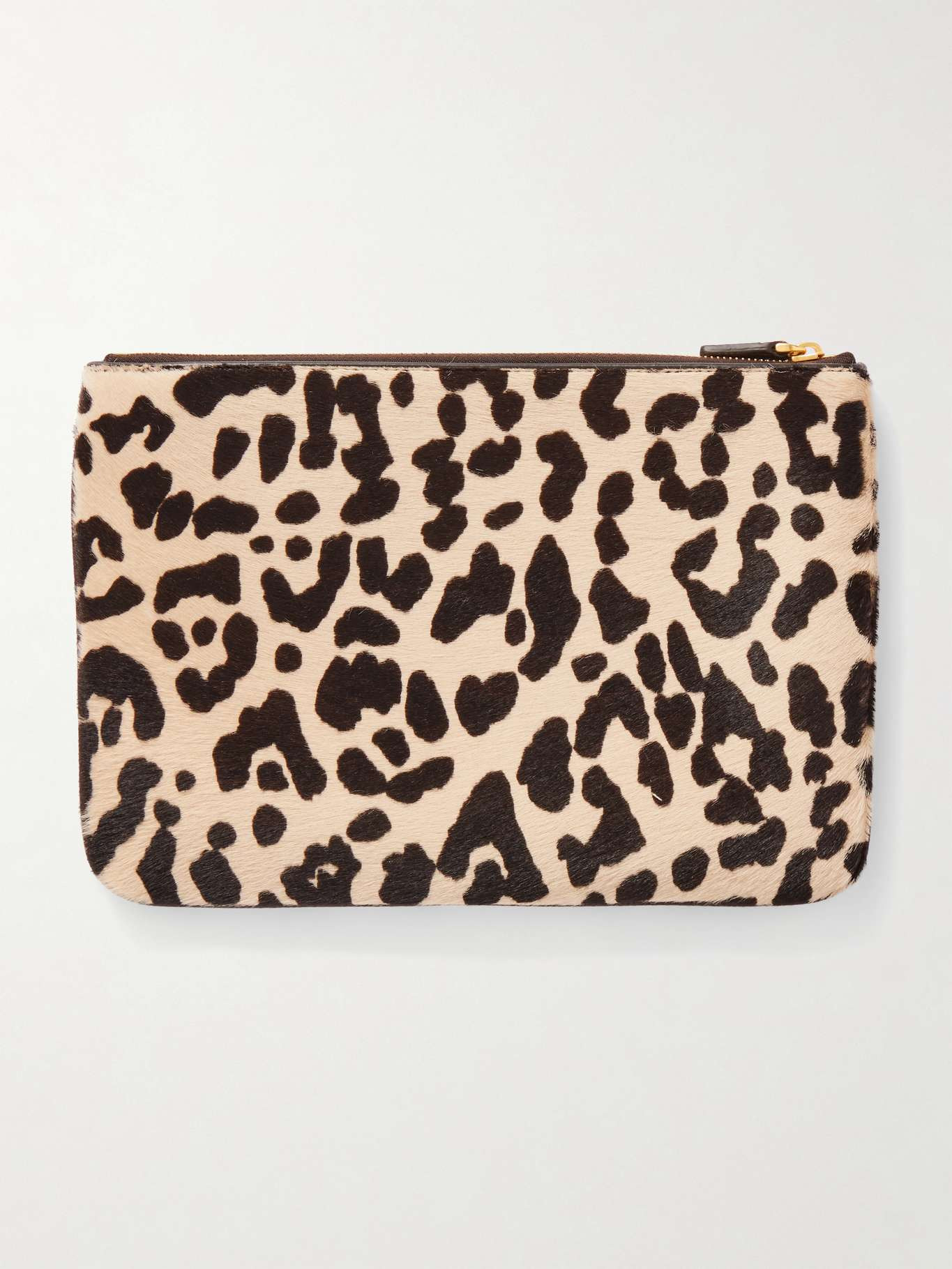 VLogo Signature medium leopard-print calf-hair clutch Leopard print - 3