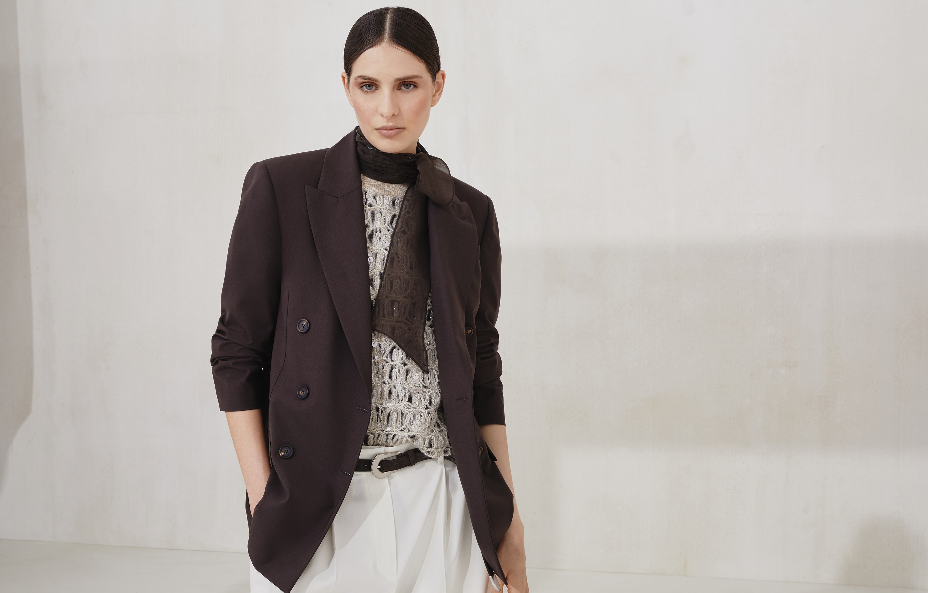 Tropical luxury wool blazer with monili - 6