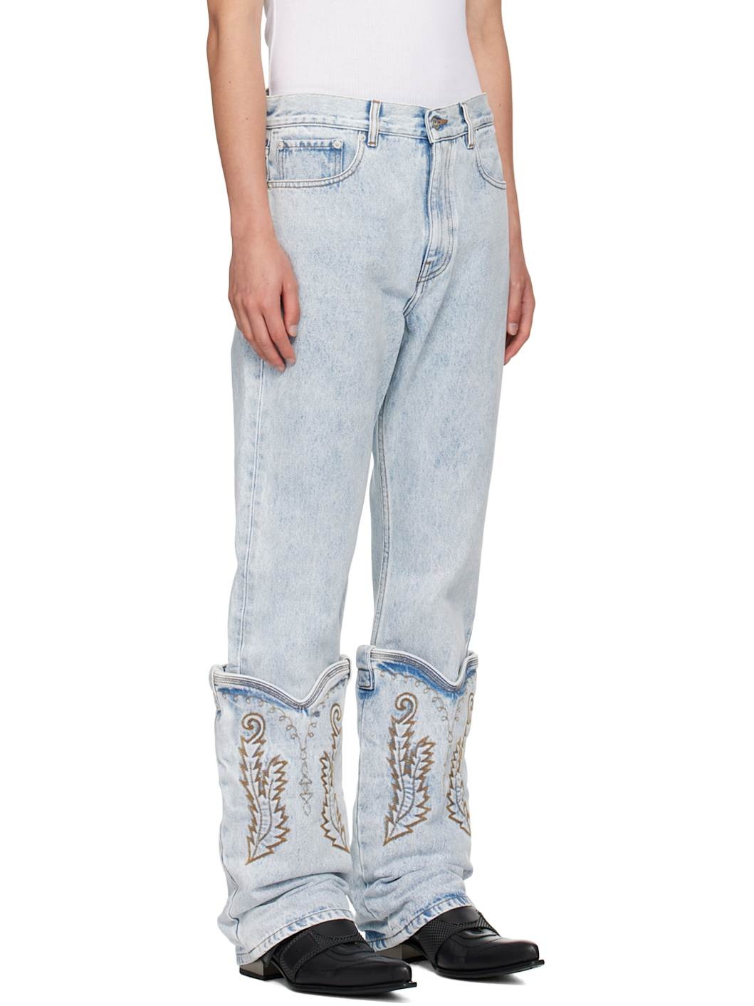 SSENSE Exclusive Blue Cowboy Cuff Jeans - 2