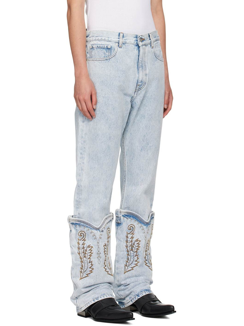 SSENSE Exclusive Blue Cowboy Cuff Jeans 2