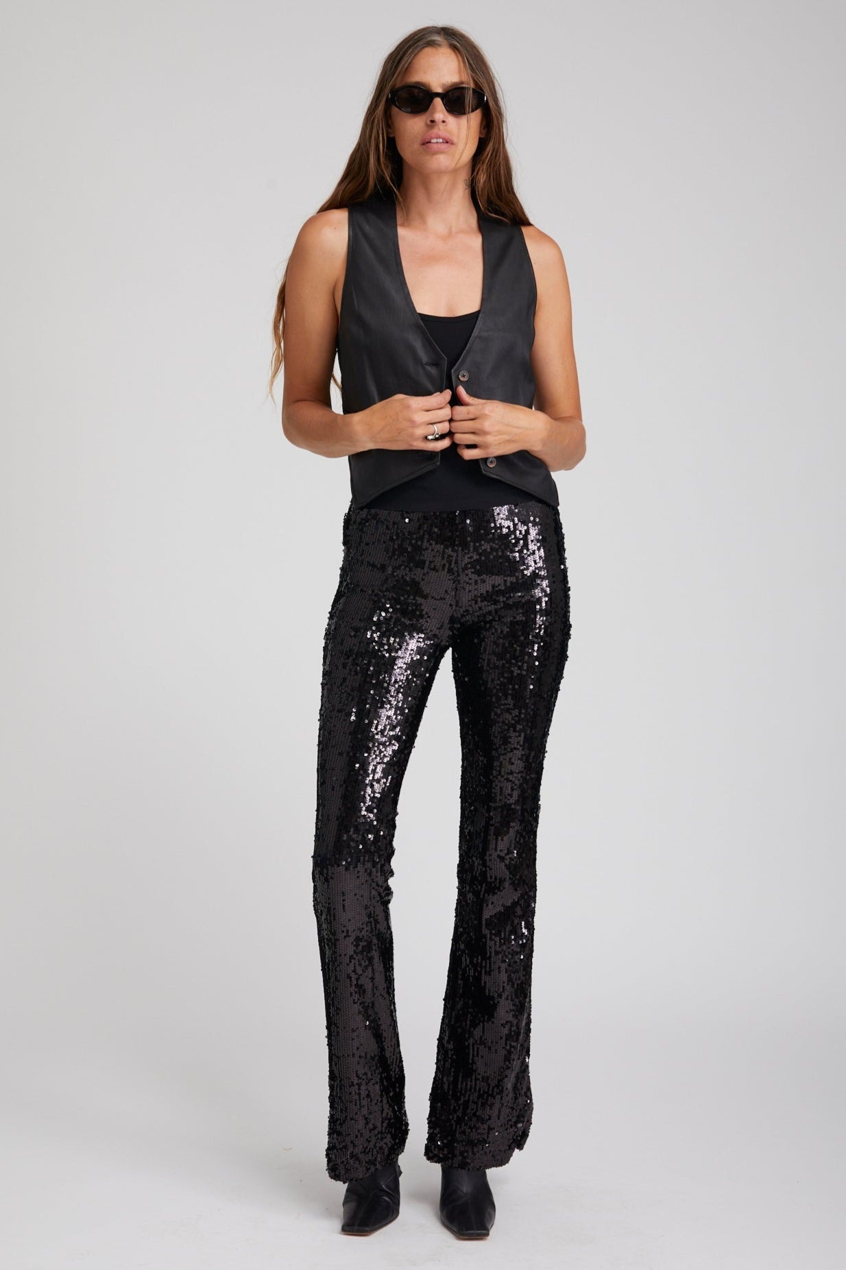 BLACK LEATHER VEST - 3