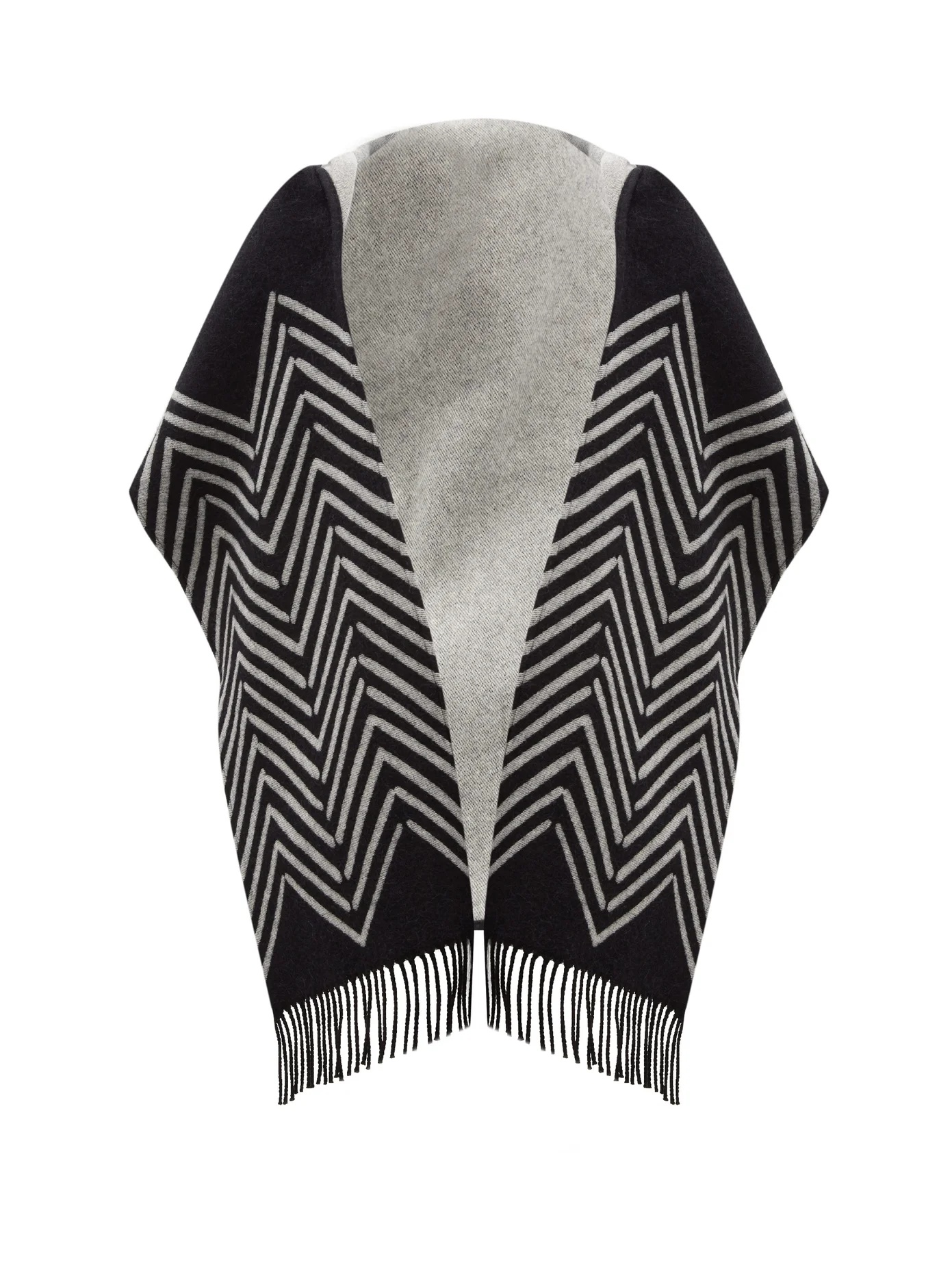 Chevron-jacquard wool-blend hooded scarf - 1