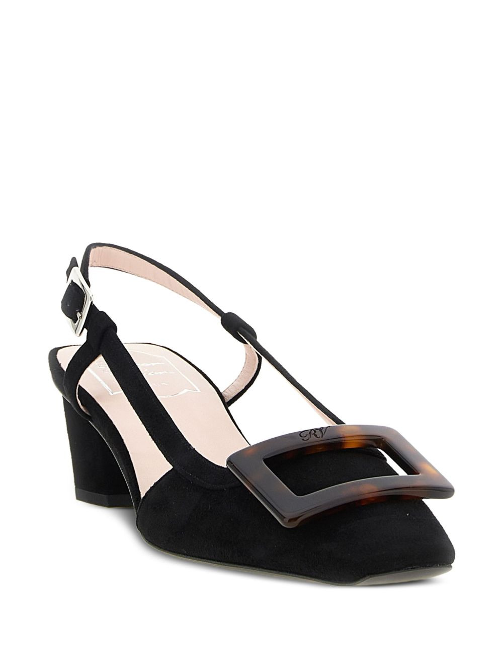 45mm Belle square-toe buckle slingback pumps - 2