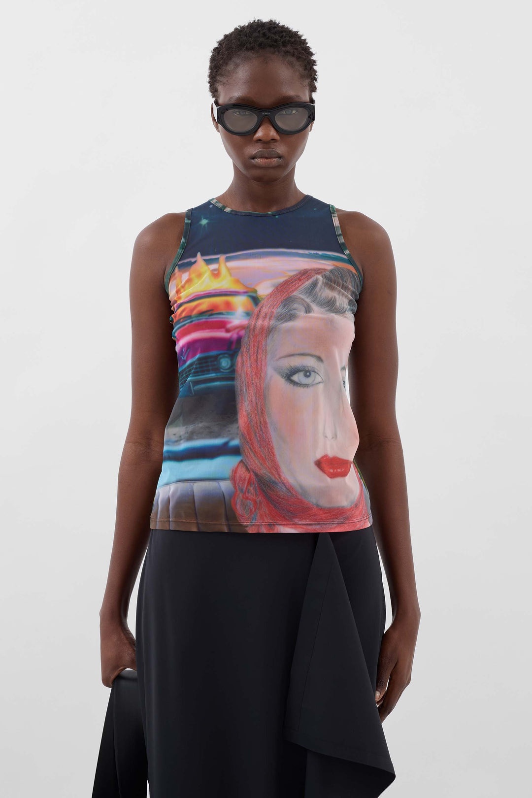 SLEEVELESS SHEER TOP / Annemarie print - 2