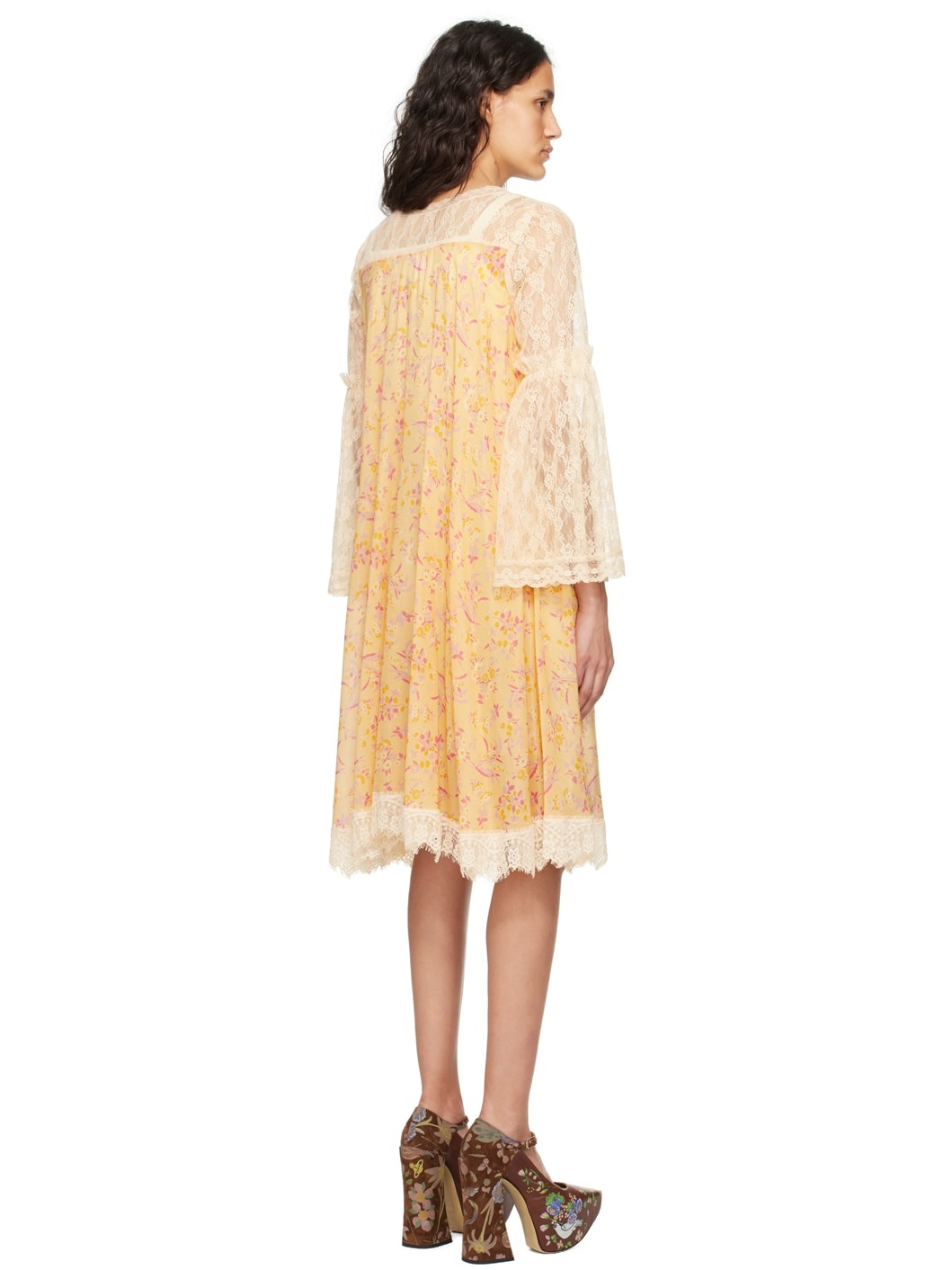 Orange Floral Midi Dress - 3
