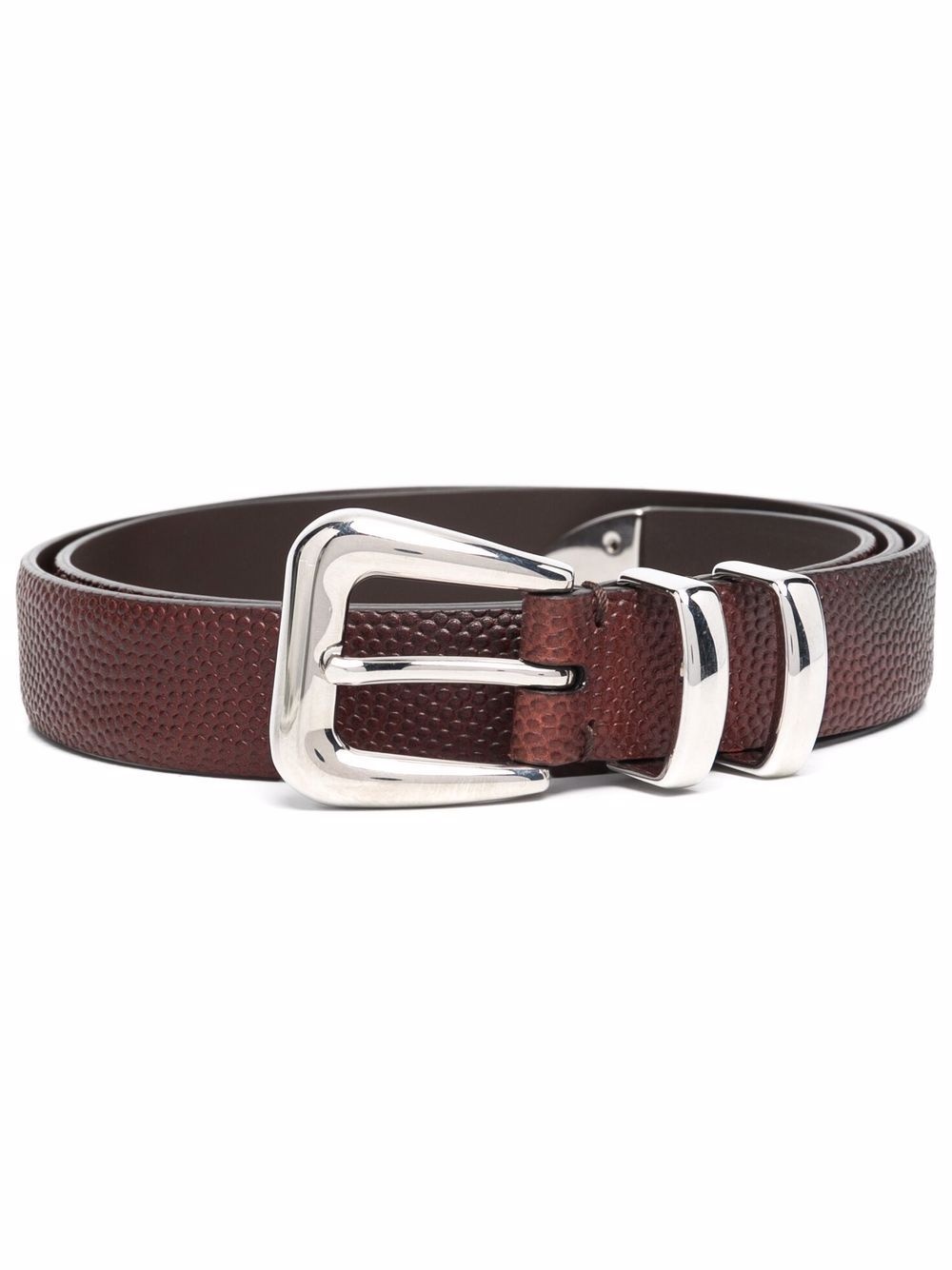 buckle-fastening leather belt - 1