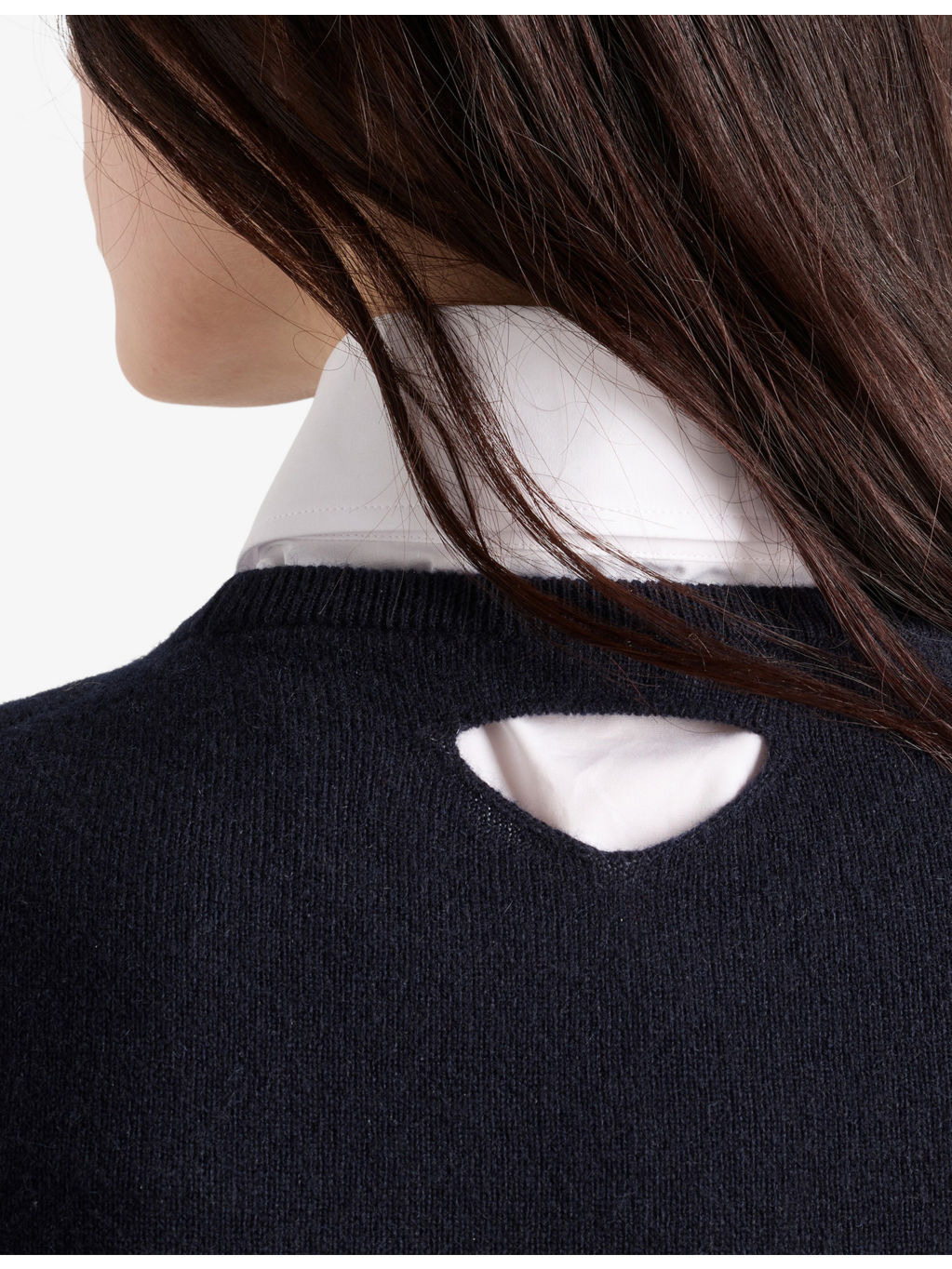 Triangle Cut-Out Cashmere Crew Neck Knitted Top - 5