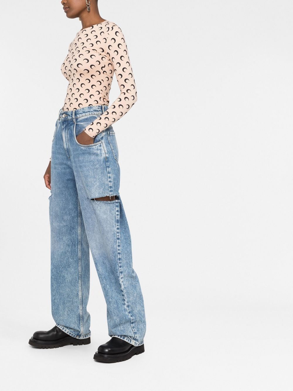 crescent moon-print second-skin top - 6