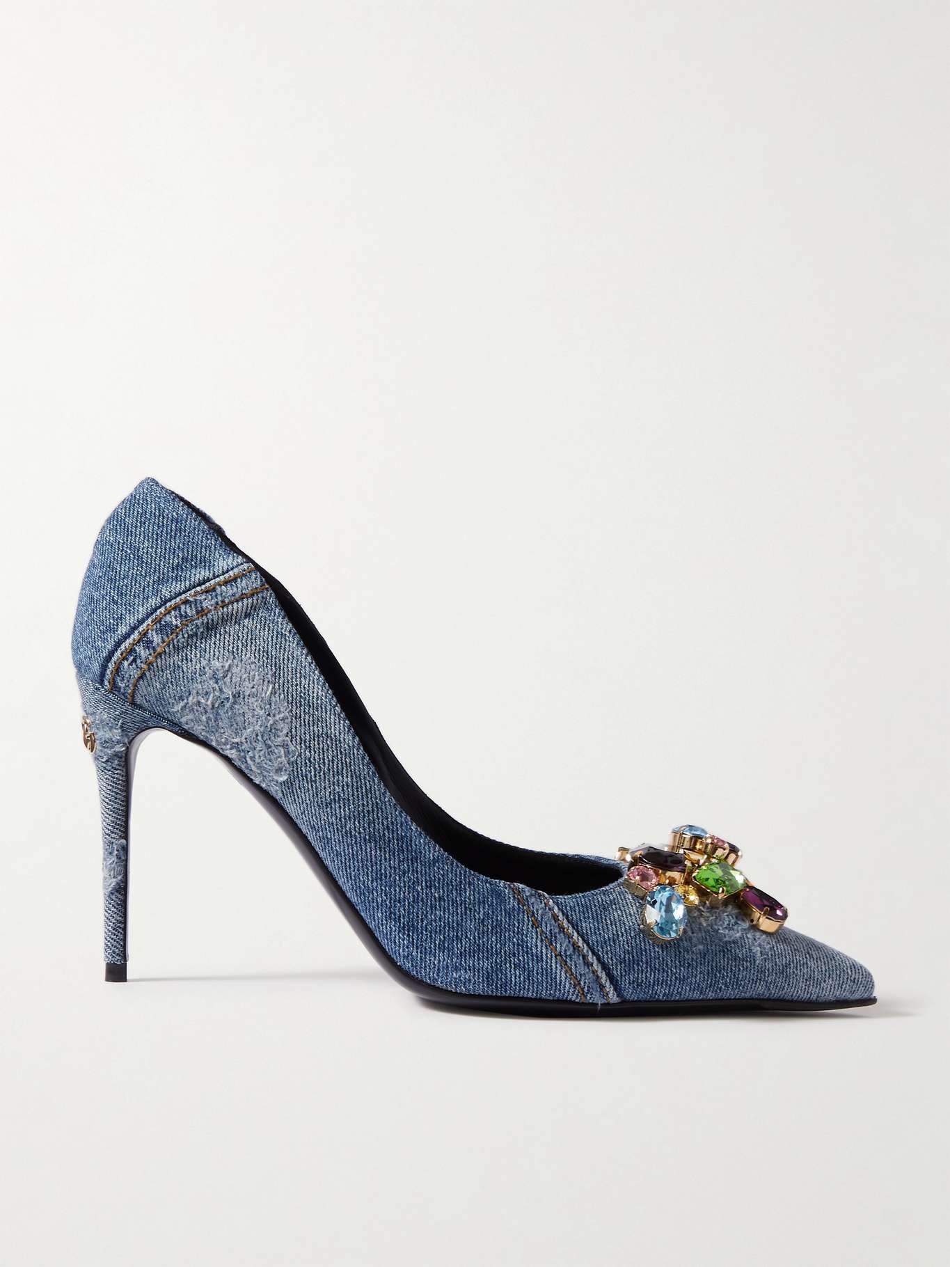 Embellished denim pumps - 1