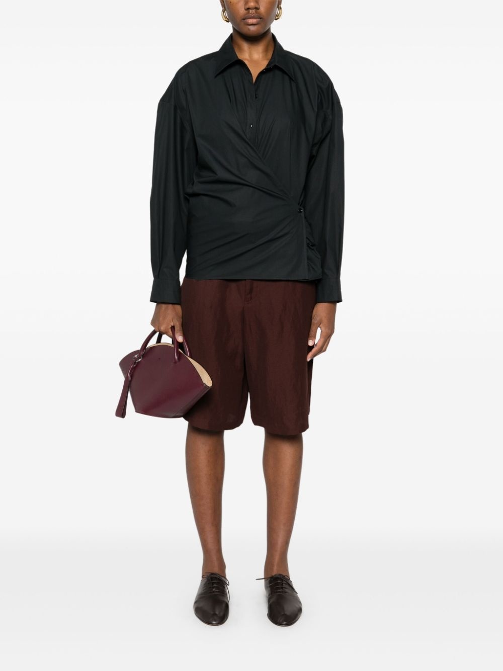 straight-collar twisted shirt - 2