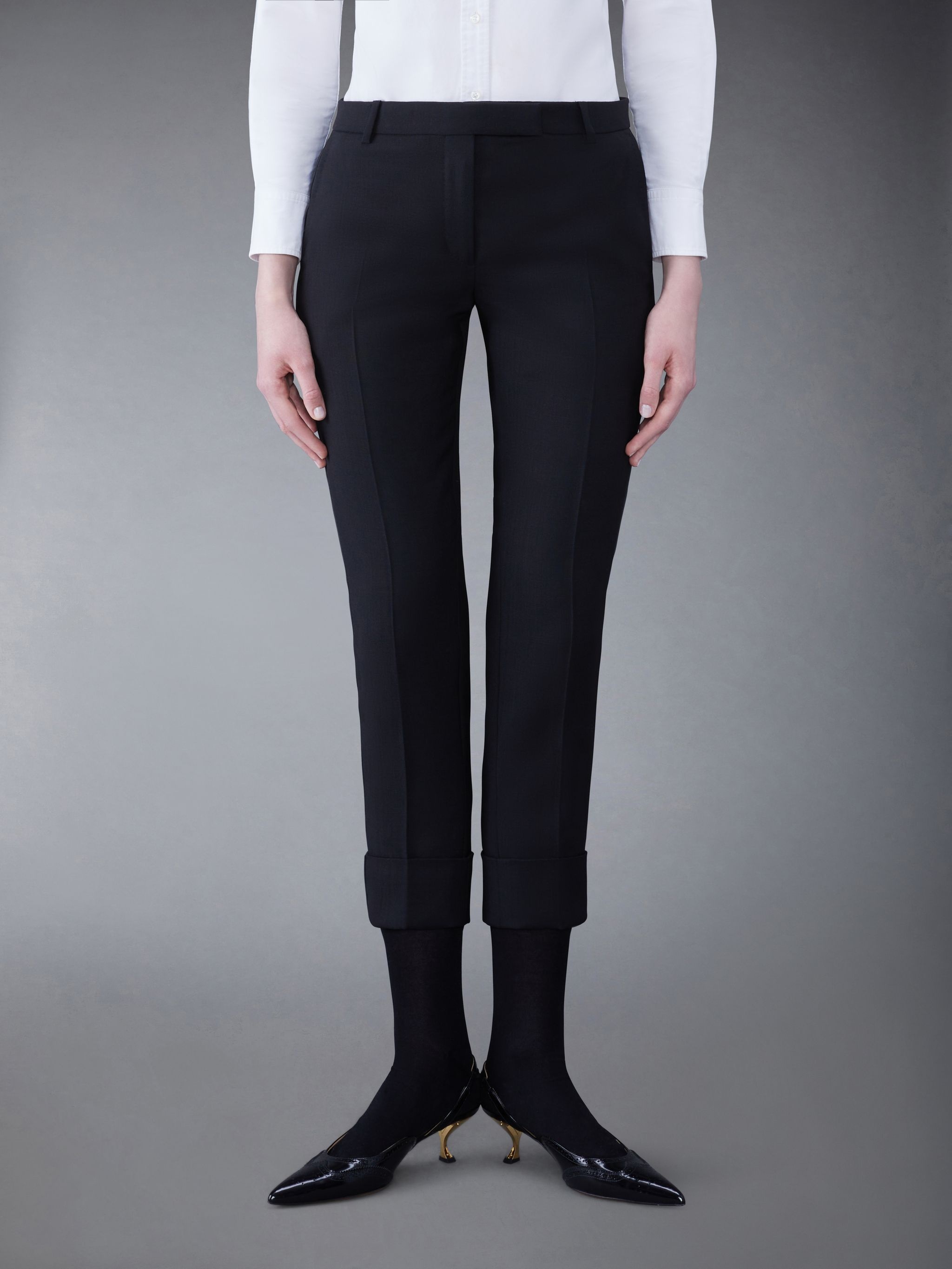 Wool Low Rise Cigarette Trousers - 1