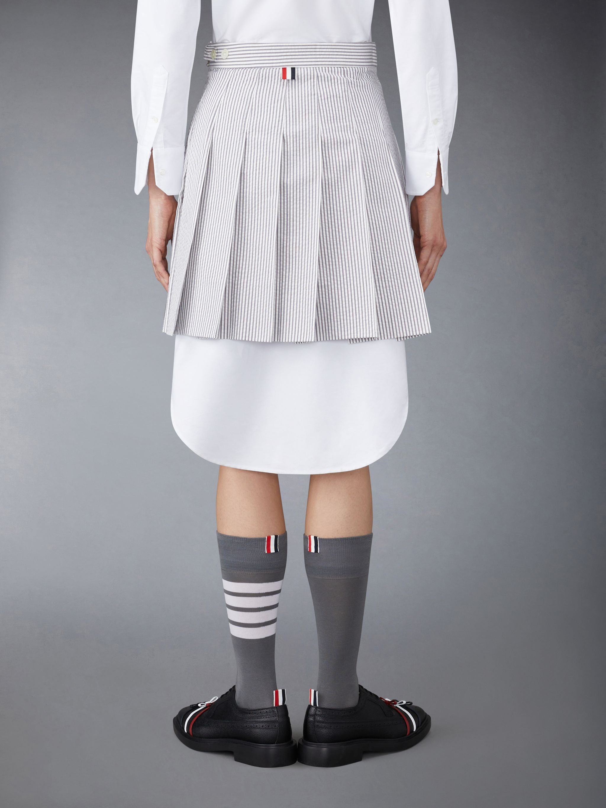 Seersucker pleated mini skirt - 3