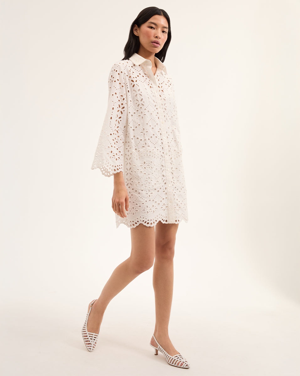 SUMATRA COTTON EYELET DRESS - 4