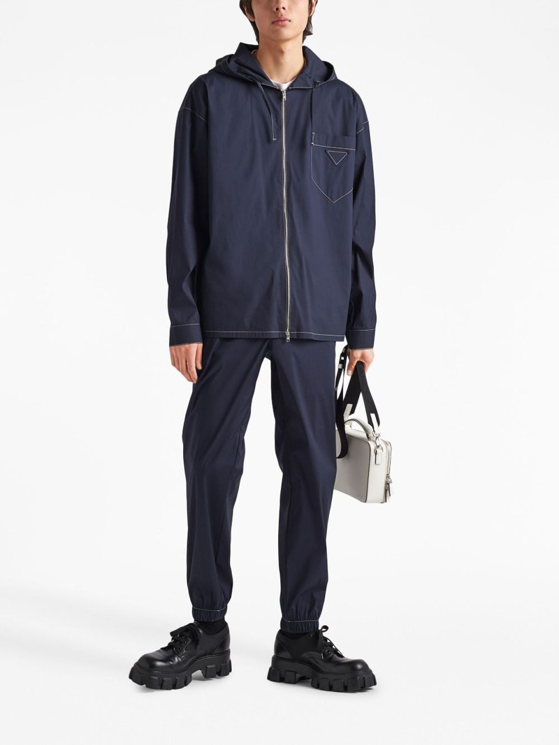 Prada rear logo-patch poplin trousers outlook