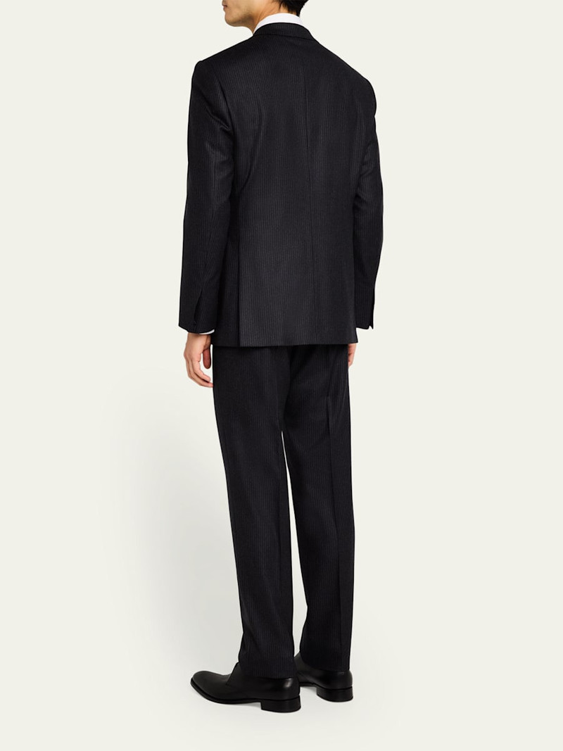 Men's Brun Pinstripe Escorial Wool Suit 3