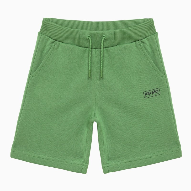 Mint green cotton shorts with logo - 1