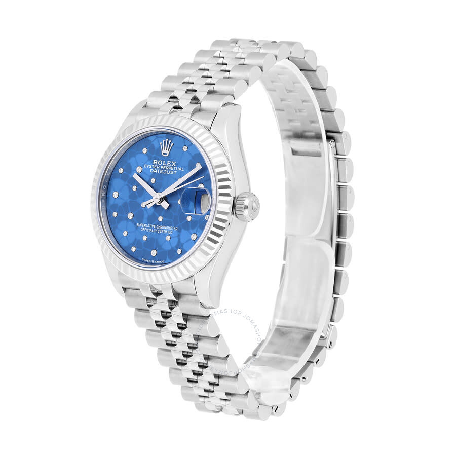 Rolex Datejust 31 Azzurro-Blue Floral Motif Diamond Dial Automatic Ladies Steel and White Gold Jubil - 5