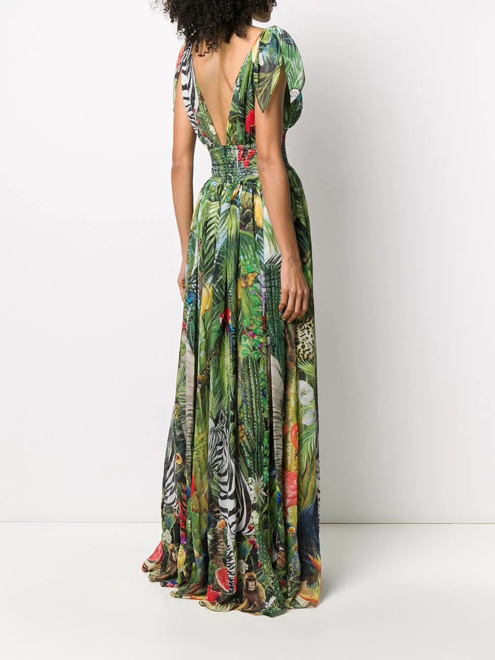 jungle-print long dress - 4