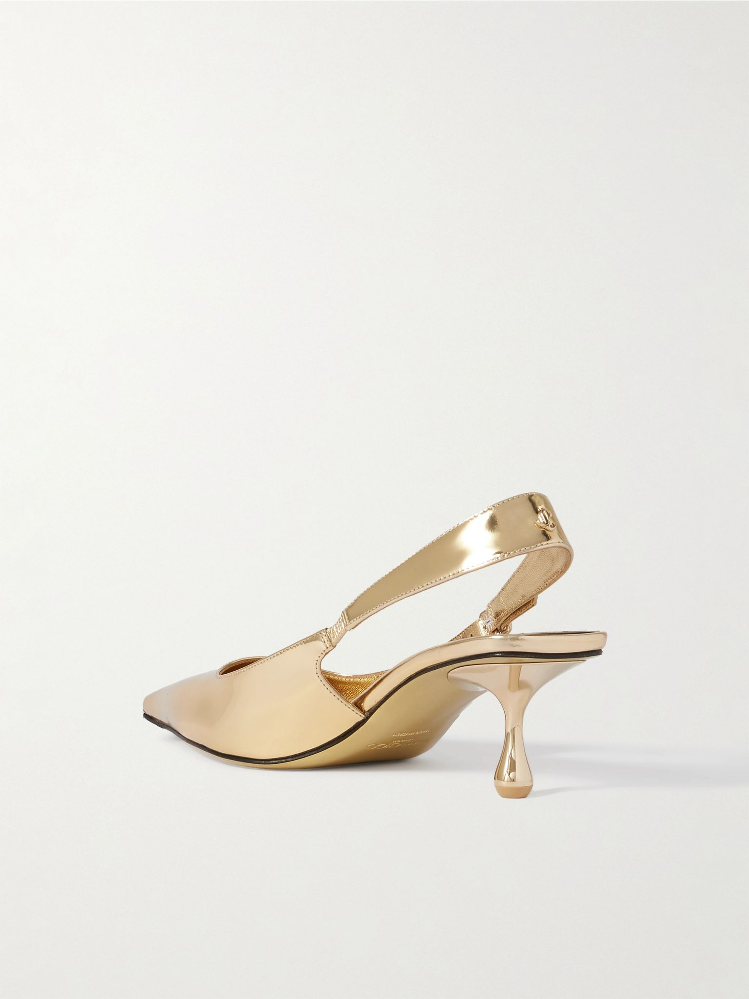 Amel 50 logo-embellished metallic leather slingback pumps Gold - 3