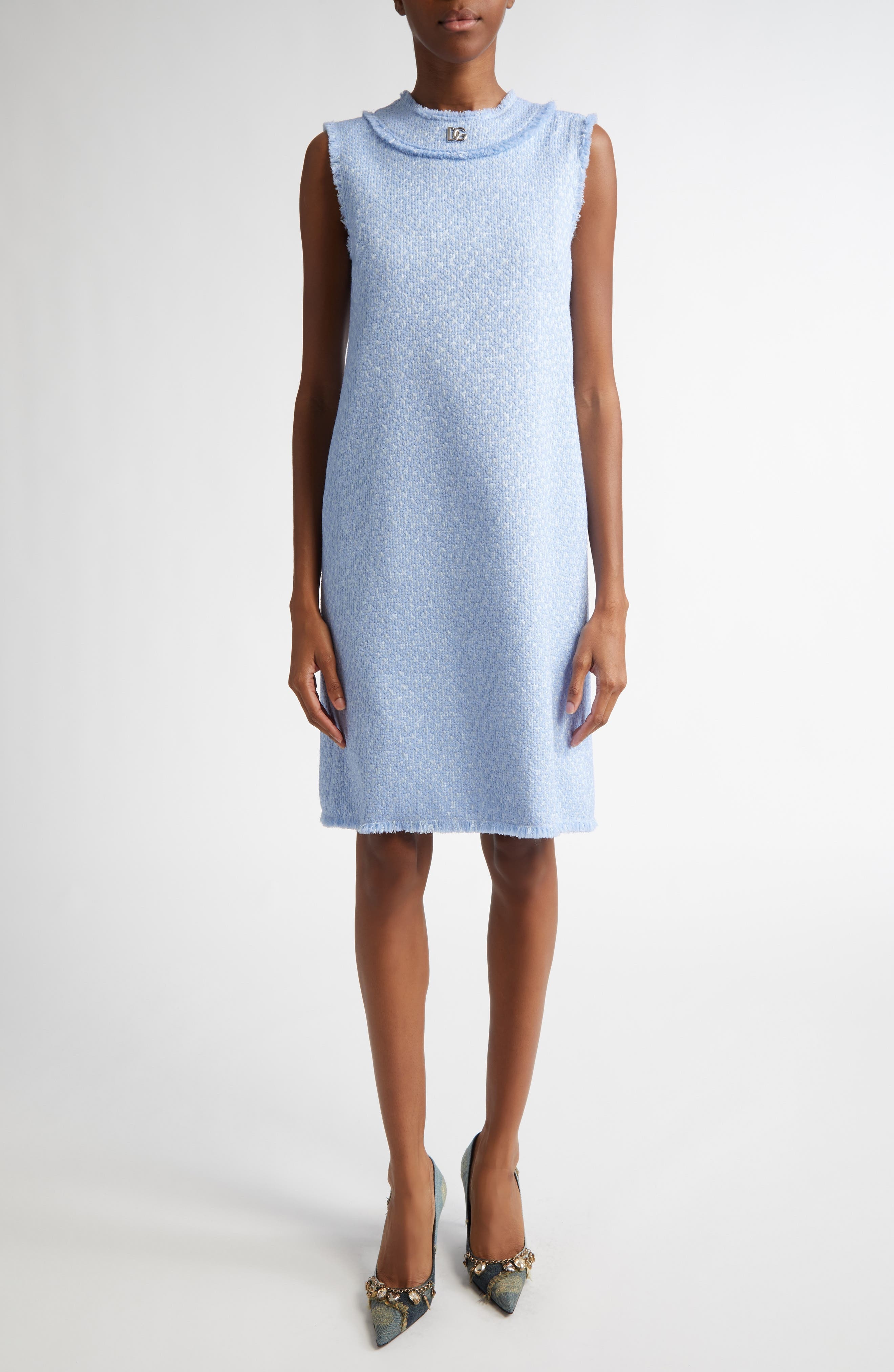Dolce&Gabbana Rachel Tweed Shift Dress in F3981 Glicine Viola Chiari at Nordstrom - 1