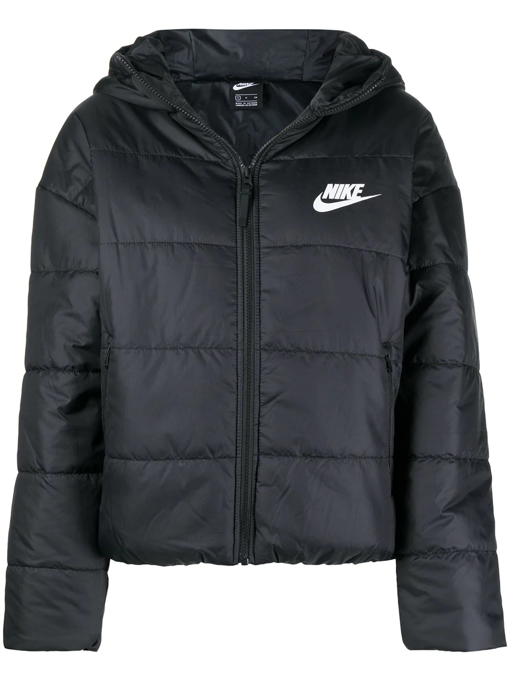 padded coat with logo print - 1