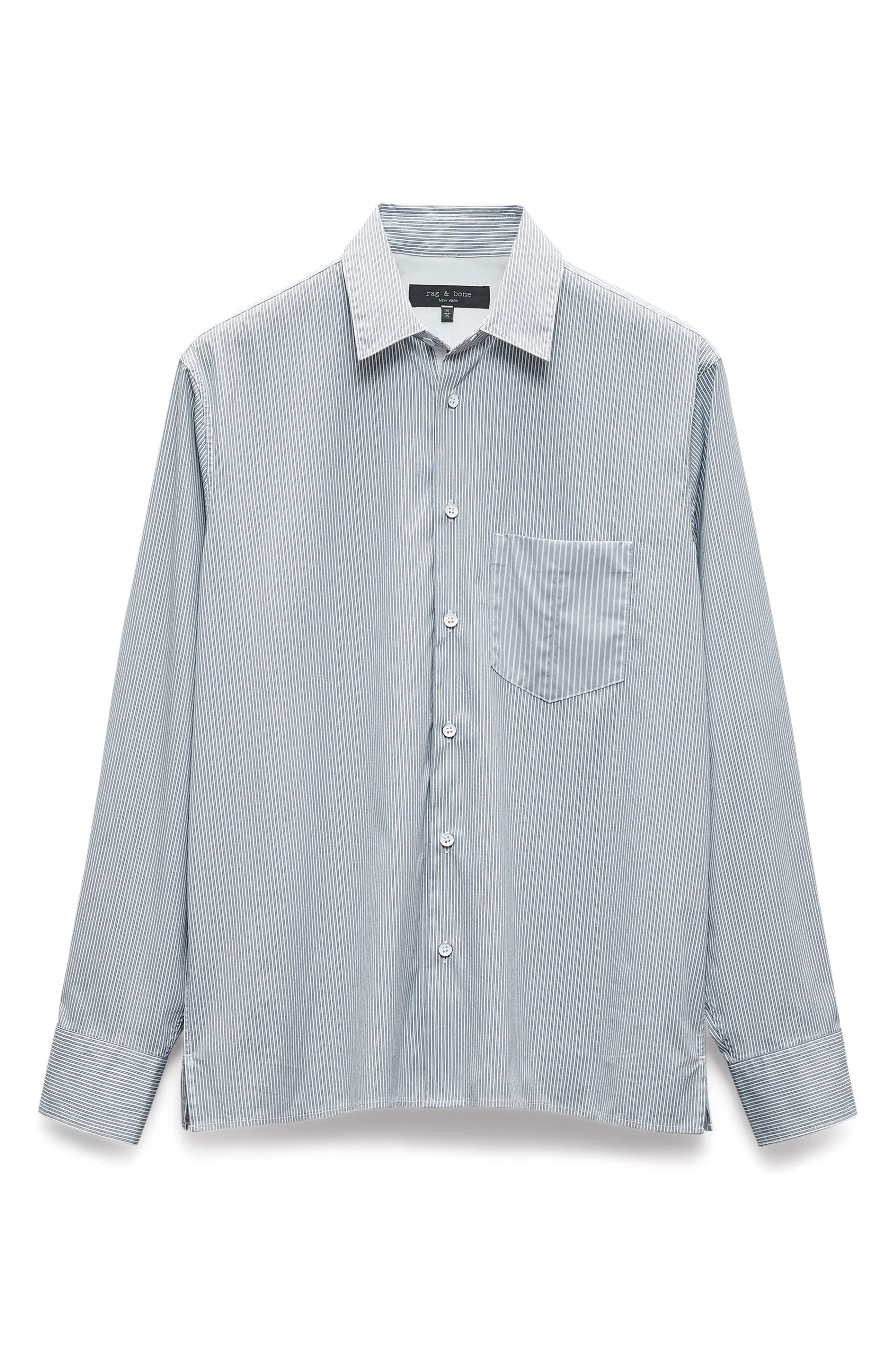 Dalton Mixed Stripe Hemp & Cotton Button-Up Shirt - 4