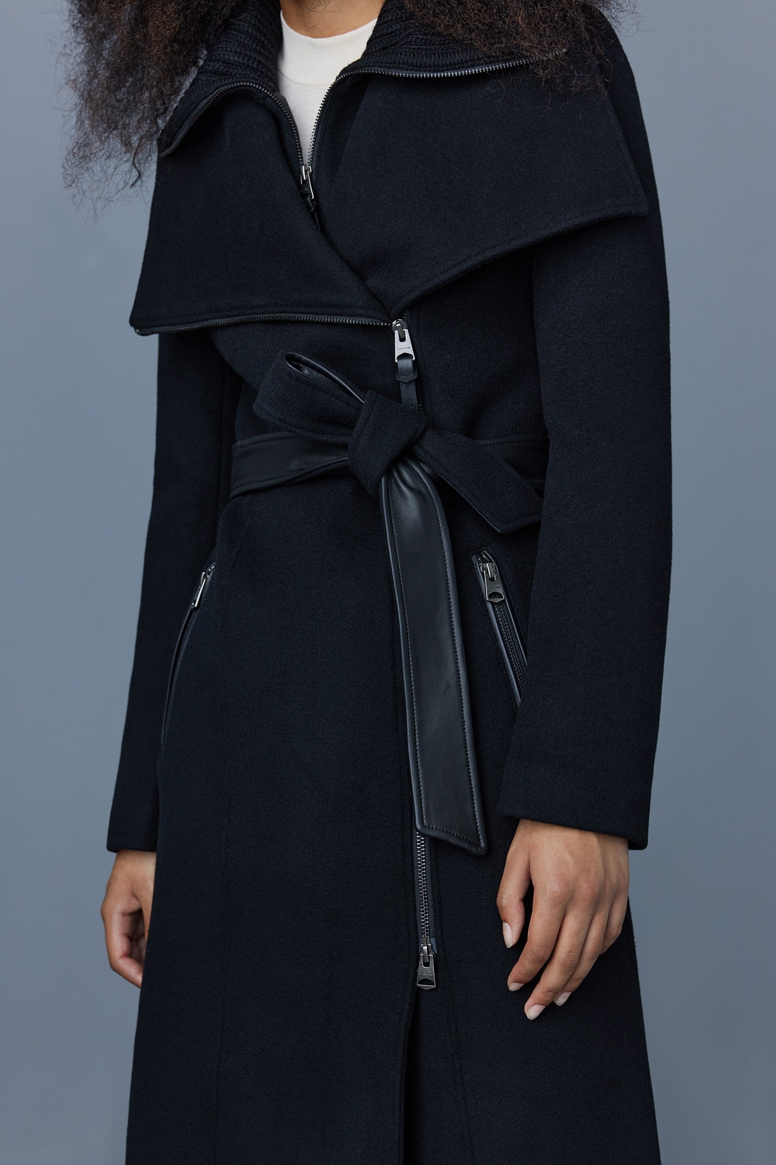 NORI 2-in-1 double face wool coat with sash - 5