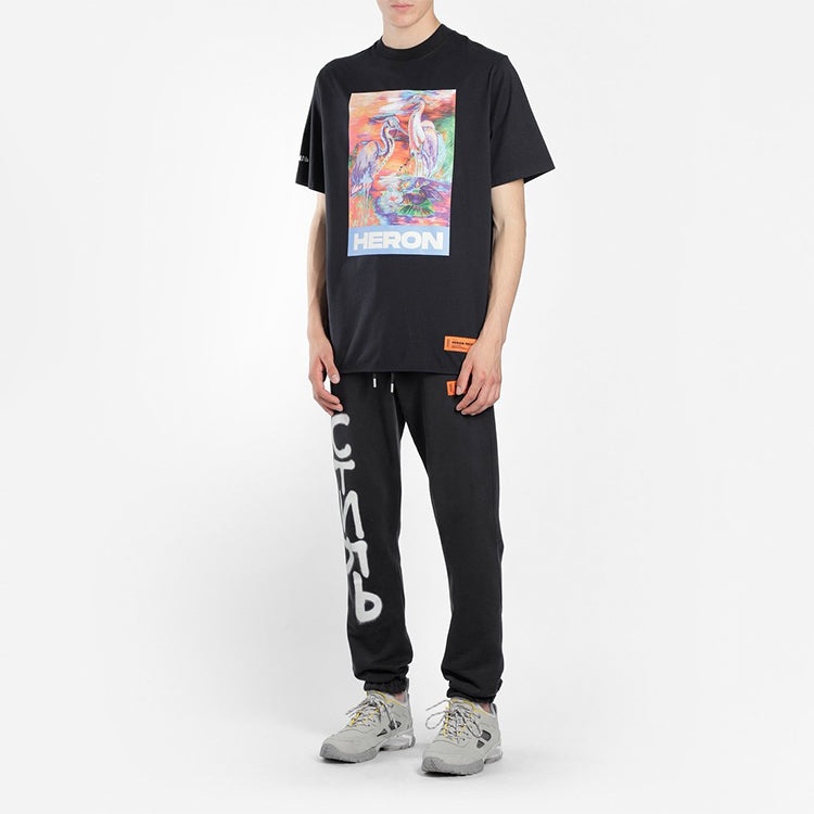 HERON PRESTON SS20 Painting Logo Printing Short Sleeve Unisex Black HMAA013S209140211088 - 3