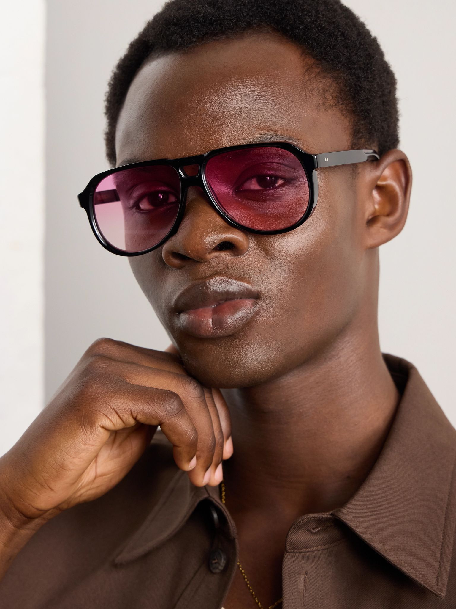 Aviator-Style Acetate Sunglasses Black - 2